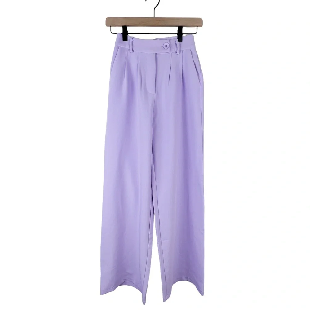 Princess Polly Huxley Two Piece Crop Top Trouser Set in Lilac - Picture 10 of 16